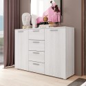 Commode chambre à coucher 4 tiroirs 2 portes blanc 132x38x93cm Lemere Promotion