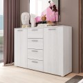 Dressoir ladekast met 4 lades en 2 deuren wit hout 132x38x93 cm Lemere Aanbieding