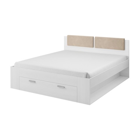 Wit tweepersoonsbed 180x200 cm met opberglade en lattenbodem Maddison Aanbieding