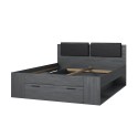Tweepersoonsbed 160x200 cm donker eikenhout met lattenbodem en opberggedeelte Tiara Aanbieding