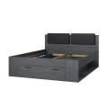 Tweepersoonsbed 160x200 cm donker eikenhout met lattenbodem en opberggedeelte Tiara Aanbieding
