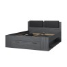 Tweepersoonsbed 160x200 cm donker eikenhout met lattenbodem en opberggedeelte Tiara Aanbieding