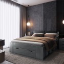 Tweepersoonsbed 160x200 cm donker eikenhout met lattenbodem en opberggedeelte Tiara Verkoop
