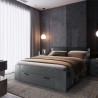 Tweepersoonsbed 160x200 cm donker eikenhout met lattenbodem en opberggedeelte Tiara Verkoop