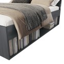 Tweepersoonsbed 160x200 cm donker eikenhout met lattenbodem en opberggedeelte Tiara Kortingen