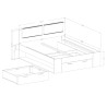 Tweepersoonsbed 160x200 cm donker eikenhout met lattenbodem en opberggedeelte Tiara Voorraad