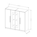 Kledingkast met 4 deuren en spiegel in donker eikenhout 228x57x214 cm Hutton Aanbod