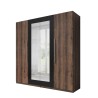 Armoire bois de chêne sombre quatre portes miroir 228x57x214 Hutton Vente