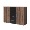 Commode 2 portes 4 tiroirs noir en chêne foncé Cayey Vente