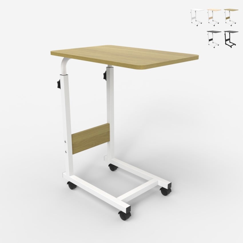 Table de canapé 40x60cm hauteur réglable 4 roues Endy Remises Table de canapé 40x60cm hauteur réglable 4 roues Endy Remises