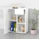 Commode de bureau blanche avec porte tiroir étagère 65x35x89cm Maelis Remises