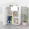Commode de bureau blanche avec porte tiroir étagère 65x35x89cm Maelis Remises