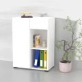 Commode de bureau blanche avec porte tiroir étagère 65x35x89cm Maelis Promotion