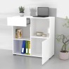 Lage boekenkast met lade, deur en 3 open vakken wit 90x35x89 cm Habren Korting