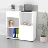 Lage boekenkast met lade, deur en 3 open vakken wit 90x35x89 cm Habren Aanbieding