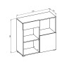 Commode basse tiroir porte 2 étagères blanc 90x35x89cm Habren Réductions