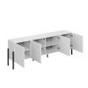 Meuble TV design minimaliste moderne blanc 4 portes 200x40x69cm Gardon Offre