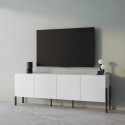 Meuble TV design minimaliste moderne blanc 4 portes 200x40x69cm Gardon Remises