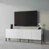 Meuble TV design minimaliste moderne blanc 4 portes 200x40x69cm Gardon Remises