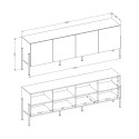 Meuble TV design minimaliste moderne blanc 4 portes 200x40x69cm Gardon Réductions