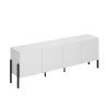 Meuble TV design minimaliste moderne blanc 4 portes 200x40x69cm Gardon Vente