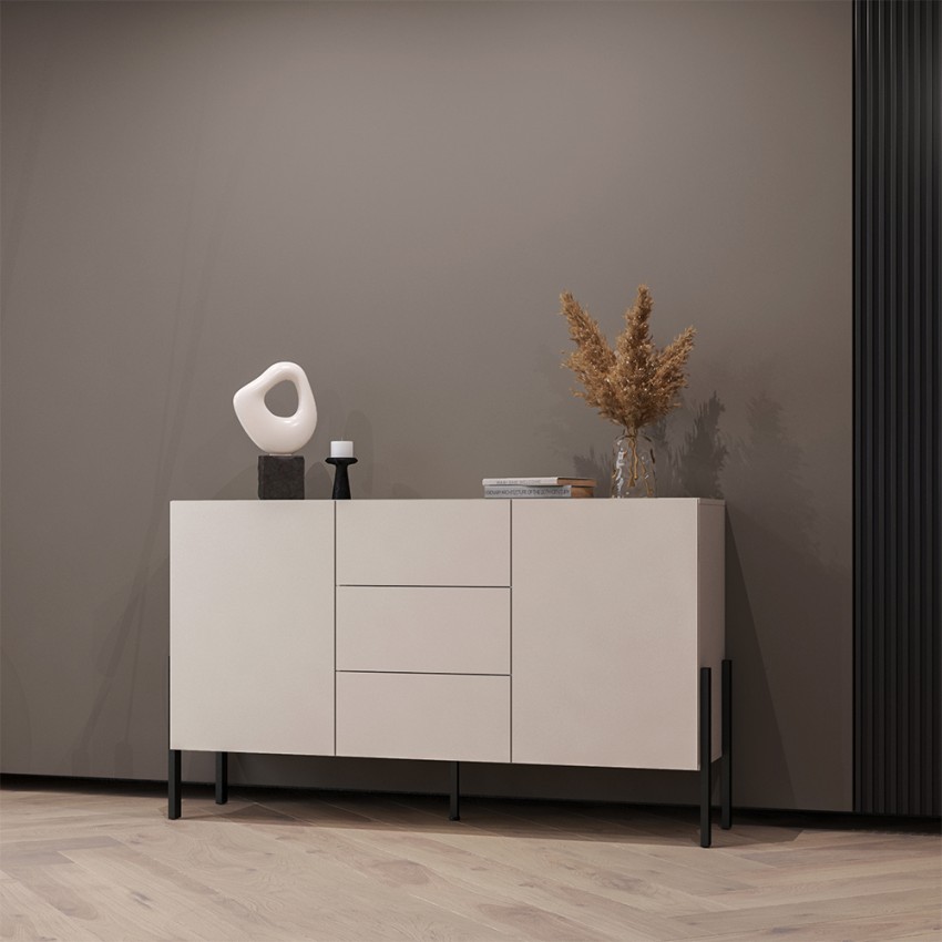 Modern dressoir met 3 lades en 2 deuren beige 154x40x89 cm Autrey Aanbieding