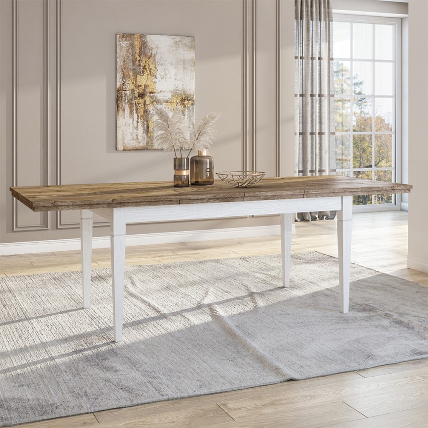 Table de salle à manger extensible 160-240x90cm en bois de chêne Guilhem Promotion