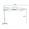 Parasol de jardin déporté carré 3m² à LED bars anti UV Paradise 