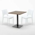 Table carrée 70x70 plateau effet bois avec 2 chaises colorées Paris Melon Prix