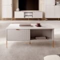 Salontafel met deurtjes en open vakken wit goudkleurig 104,1x59,6x41,6 cm Oviedo Aanbieding