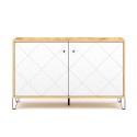 Moderne buffetkast met 2 deuren in wit en hout 123,4x40x75,2 cm Agnes Aanbod