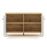 Moderne buffetkast met 2 deuren in wit en hout 123,4x40x75,2 cm Agnes Kortingen