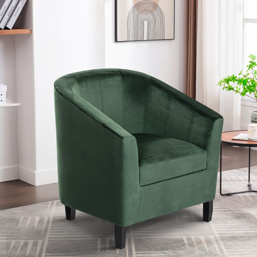 Fauteuil de salon classique en velours vert Cookie Lux Promotion