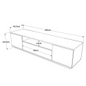 Meuble TV 180cm salon design moderne 3 portes blanc bois Nirrat Réductions