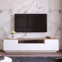 Meuble TV 180cm salon design moderne 3 portes blanc bois Nirrat Remises