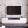 Meuble TV 180cm salon design moderne 3 portes blanc bois Nirrat Remises