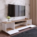 Meuble TV 180cm salon design moderne 3 portes blanc bois Nirrat Offre