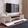 Meuble TV 180cm salon design moderne 3 portes blanc bois Nirrat Offre