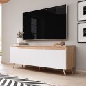 Modern Scandinavisch design houten tv-meubel 140 cm met 3 mat witte deuren Muriel Aanbieding