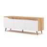Meuble TV moderne 140cm scandinave en bois 3 portes blanc mat Muriel Offre