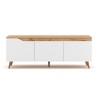 Meuble TV moderne 140cm scandinave en bois 3 portes blanc mat Muriel Remises