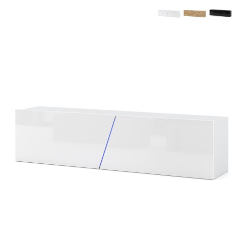 Meuble TV suspendu 160cm design minimaliste moderne lumière LED Regat Promotion