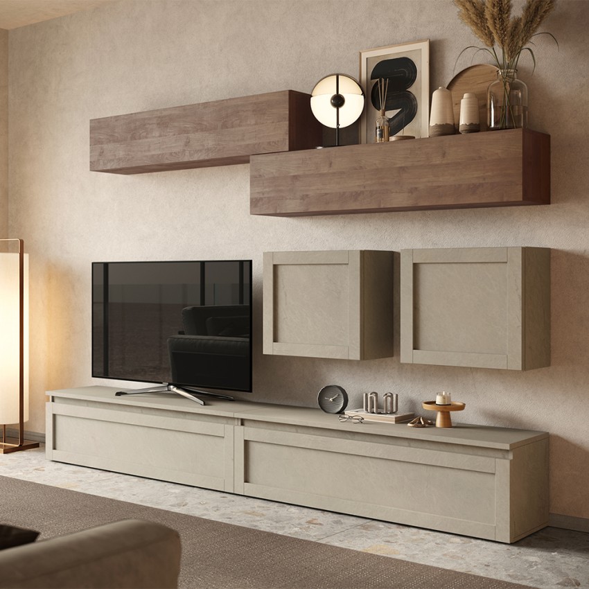 Moderne zwevende tv-wandmeubel in hout Infinity 01 Aanbieding Moderne zwevende tv-wandmeubel in hout Infinity 01 Aanbieding