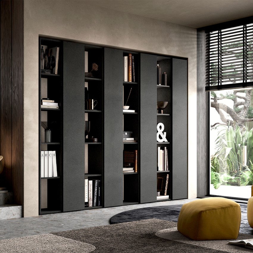 Bibliothèque murale ouverte salon design moderne noire Infinity 11 Promotion Bibliothèque murale ouverte salon design moderne noire Infinity 11 Promotion