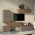 Ensemble mural TV moderne meubles suspendus bois gris noir Infinity 16 Promotion