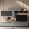 Ensemble mural salon design moderne gris étagère noire Infinity 23 Promotion