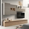 Mur TV mural moderne en bois avec meubles suspendus Infinity 24 Promotion