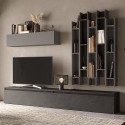 Moderne wandmeubel met grijze boekenkast en zwart tv-meubel Infinity 30 Aanbieding