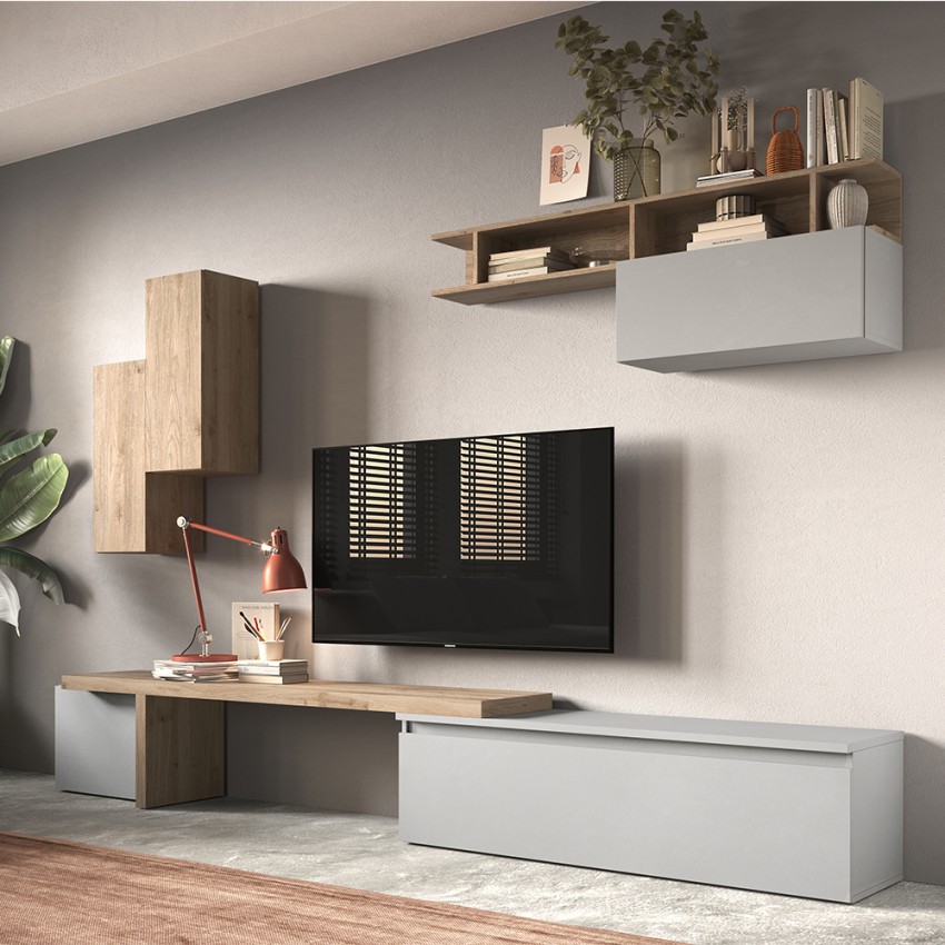 Moderne zwevende tv-meubelwand voor woonkamer Infinity 33 Aanbieding Moderne zwevende tv-meubelwand voor woonkamer Infinity 33 Aanbieding