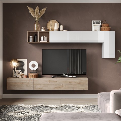 Moderne zwevende wandmeubel tv-kast hout design Infinity 41 Aanbieding